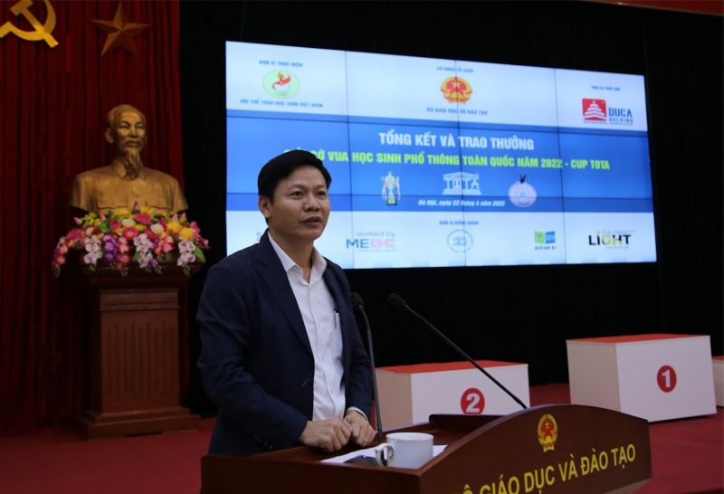 PGS.TS Nguyễn Thanh Đề, Vụ trưởng Vụ Giáo dục thể chất - Trưởng BTC công bố thông tin về Giải Cup TOTA năm 2023.